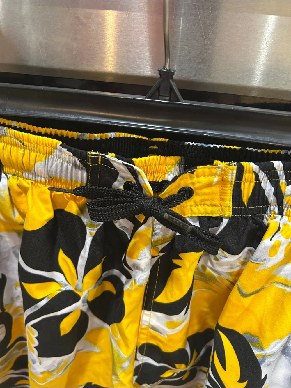 Speedo Yellow Black White Floral Swim Trunks for Men